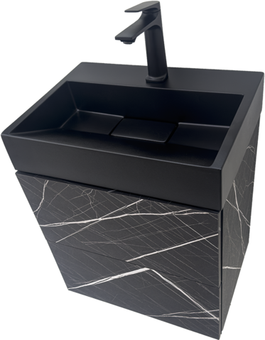 Черен мат малък размер ПВЦ водоустойчив шкаф за баня Tito 50 Noir B